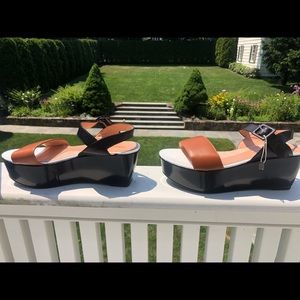 Robert Clergerie Frak Wedge Sandals black brown